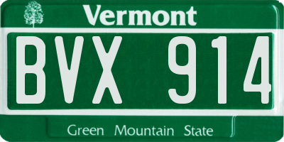 VT license plate BVX914