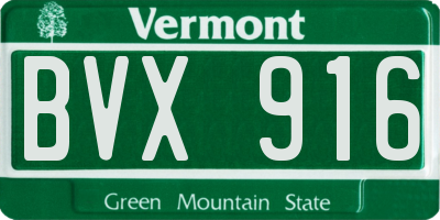 VT license plate BVX916