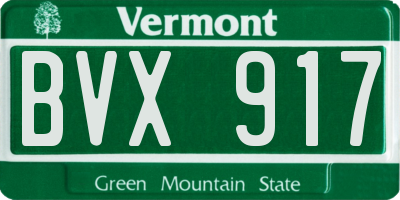 VT license plate BVX917