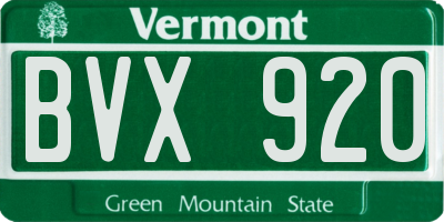 VT license plate BVX920