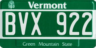 VT license plate BVX922