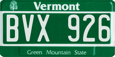 VT license plate BVX926