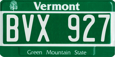 VT license plate BVX927