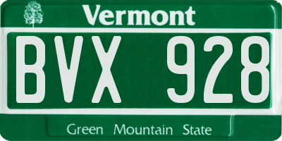 VT license plate BVX928