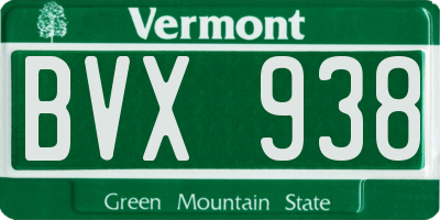 VT license plate BVX938