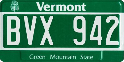 VT license plate BVX942