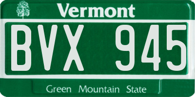 VT license plate BVX945