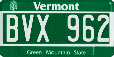 VT license plate BVX962