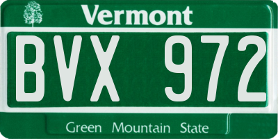 VT license plate BVX972