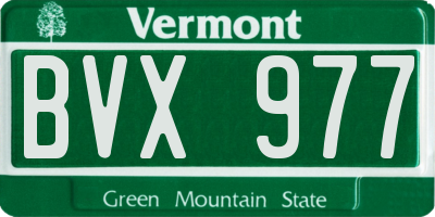 VT license plate BVX977