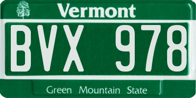 VT license plate BVX978
