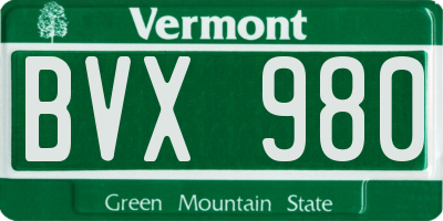 VT license plate BVX980