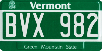 VT license plate BVX982