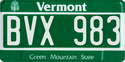 VT license plate BVX983
