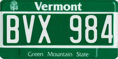 VT license plate BVX984