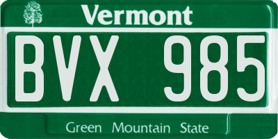 VT license plate BVX985
