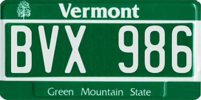 VT license plate BVX986