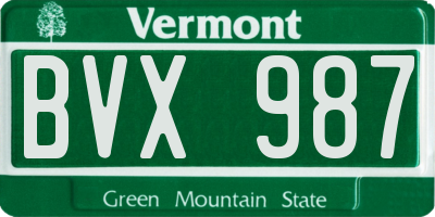 VT license plate BVX987