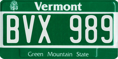 VT license plate BVX989