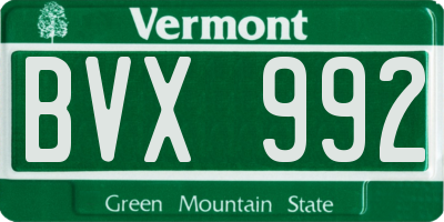 VT license plate BVX992