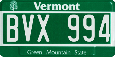 VT license plate BVX994