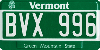VT license plate BVX996