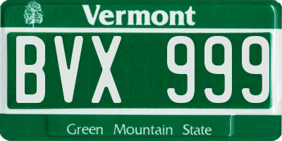 VT license plate BVX999