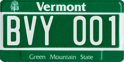 VT license plate BVY001