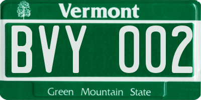 VT license plate BVY002