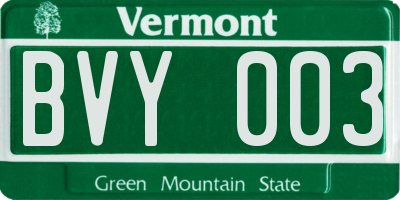 VT license plate BVY003
