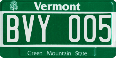 VT license plate BVY005