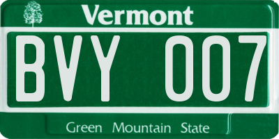 VT license plate BVY007