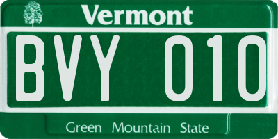 VT license plate BVY010