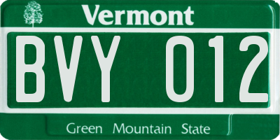 VT license plate BVY012