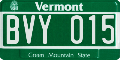 VT license plate BVY015