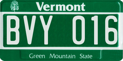 VT license plate BVY016