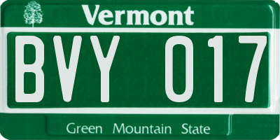 VT license plate BVY017