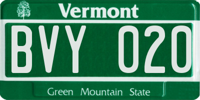 VT license plate BVY020