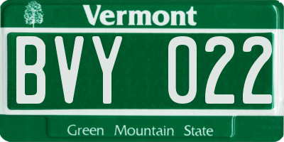VT license plate BVY022