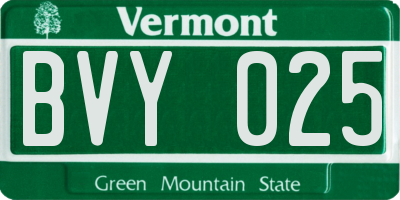 VT license plate BVY025