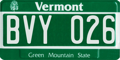 VT license plate BVY026