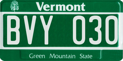 VT license plate BVY030