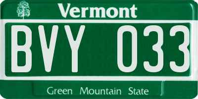 VT license plate BVY033