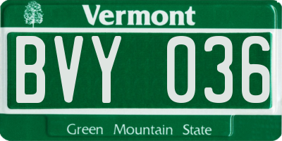 VT license plate BVY036