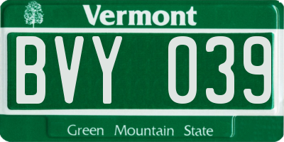 VT license plate BVY039