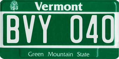 VT license plate BVY040