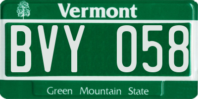 VT license plate BVY058