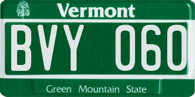 VT license plate BVY060