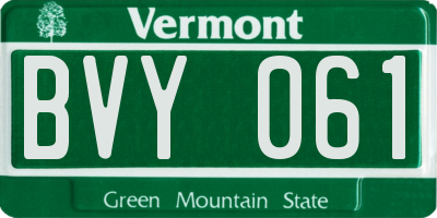 VT license plate BVY061