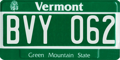 VT license plate BVY062